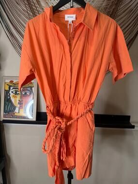 Heyson NWT orange romper 100% cotton rope belt M 2586
